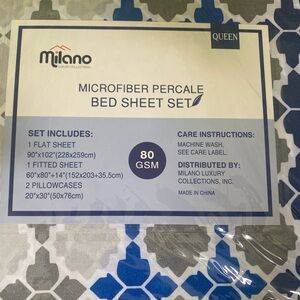 Milano LUXURY COLLECTIONS MICROFIBER PERCALE QUEEN BED SHEET SET
